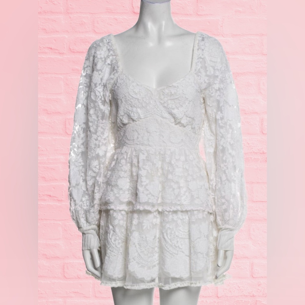 LoveShackFancy White Lace Mini Dress